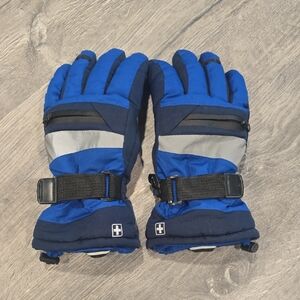 Youth L-XL Blue and Gray Winter Gloves